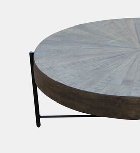 Home Deco and More Mountain Round Wooden Coffee Table, Brown, Packshot View