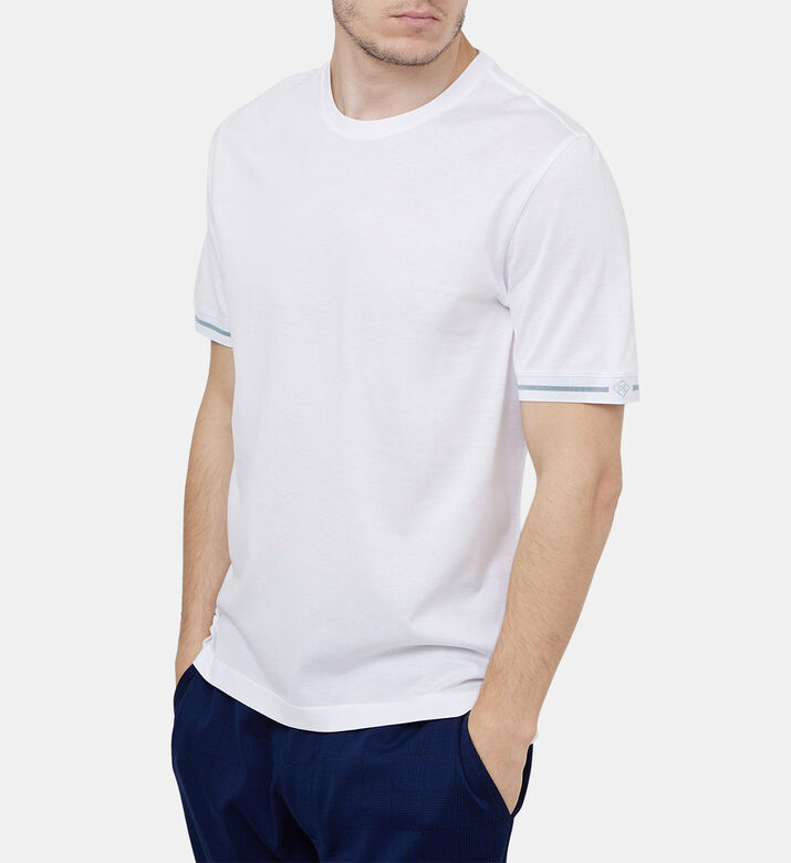 تي شيرت قطن بأساور مخططة