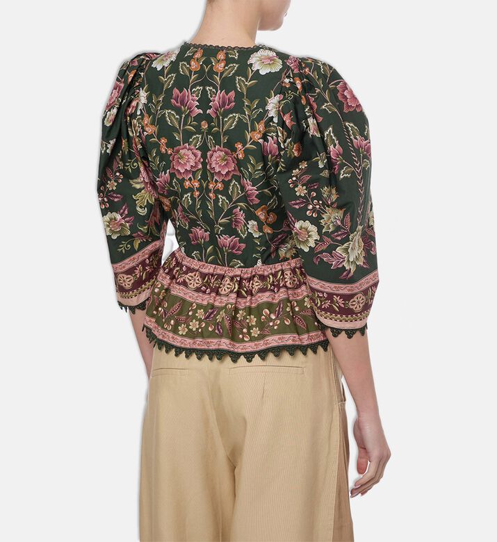 Farm Rio All-over Floral-print V-neck Blouse, Model View