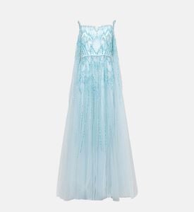 Tulle Off-shoulder Beaded Gown Tulle Off-shoulder Beaded Gown