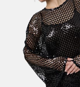 The Attico Sequin Mesh Long-sleeve Mini Dress, Model View