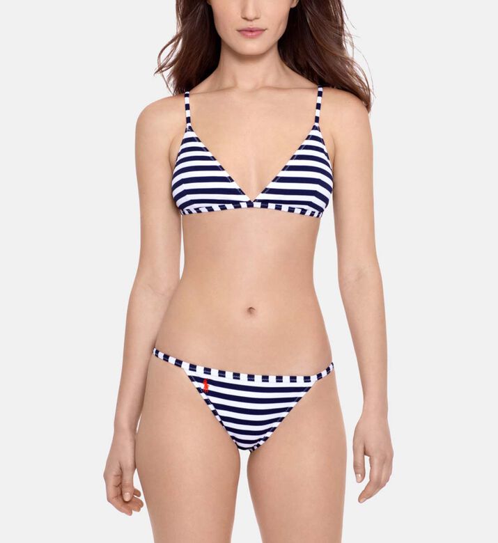 Pique Triangle Stripped Bikini Top
