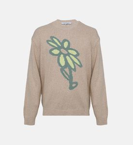 سترة محبوكة بنقشة أزهار قطن