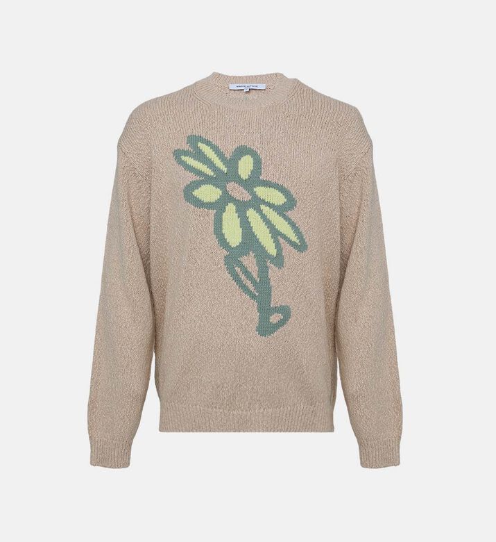 سترة محبوكة بنقشة أزهار قطن