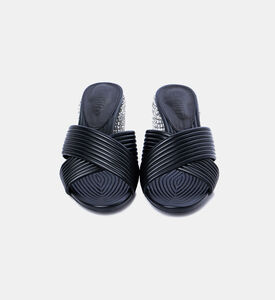 كعب مفتوح من الخلف معدني بأحجار الراين