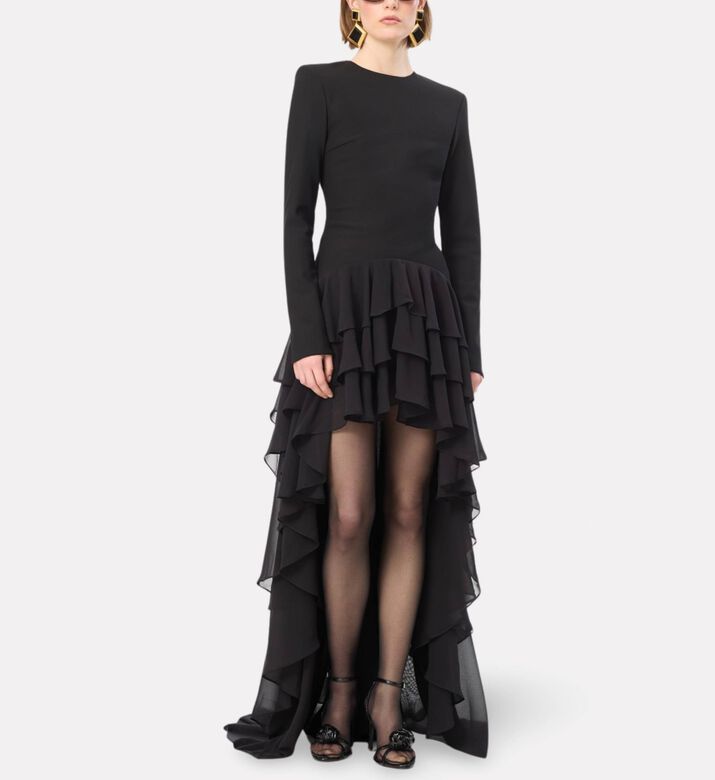 Rotate Dress Ls Ruffle, Model View