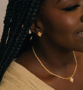 Ottoman Hands Diamond-shape Pearl Stud Earrings, Packshot View