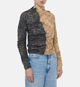 Ganni All-over Floral-print Long-sleeve Top, Model View