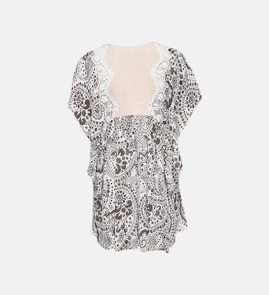 Chloe Silk Floral-print Ruffled Boho Kaftan Blouse Preowned