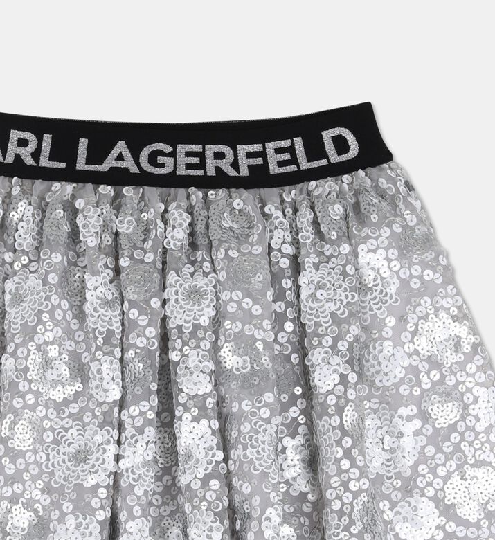 Karl Lagerfeld Logo Elasticated Waistband Sequined Skirt, Packshot View