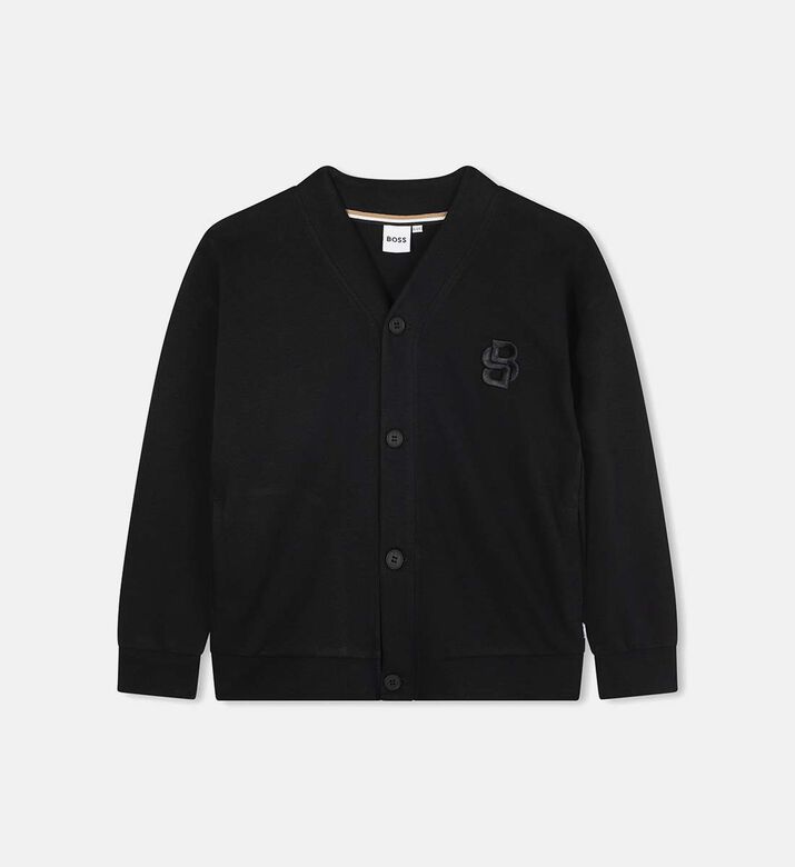 Cotton V-neck Interlock Cardigan