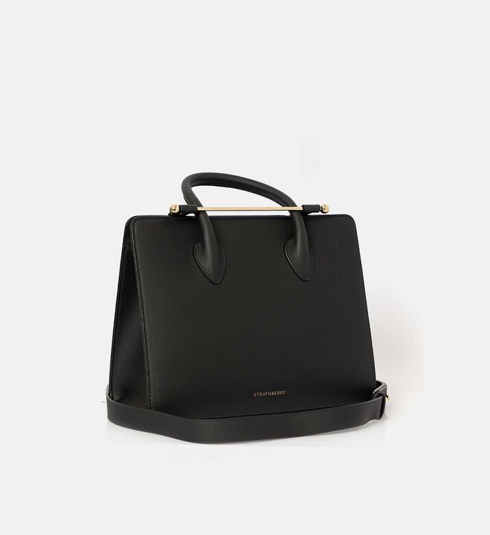 Strathberry The Strathberry Midi Tote Bag, Black, Packshot View Strathberry The Strathberry Midi Tote Bag, Black, Packshot View