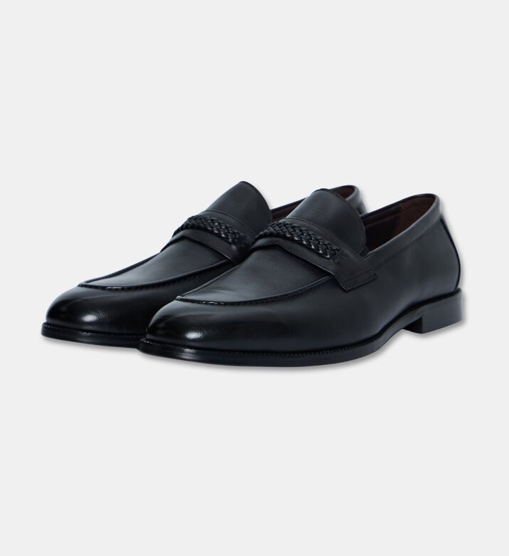 Roberto Fabiani Leather Apron-toe Loafers, Black, Eu-44, Packshot View