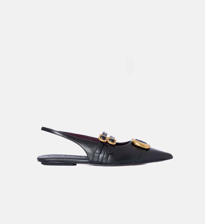 Leather Pointed Toe Slingback Flats