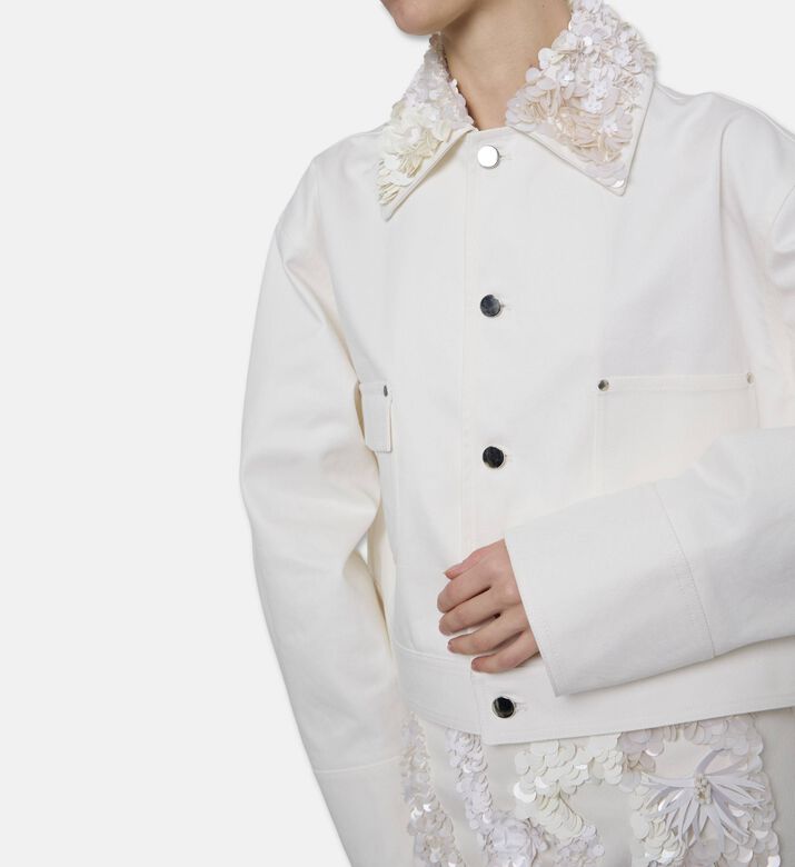 Plan C Cotton Long-sleeve Jacket, Off-white, 40, Model View