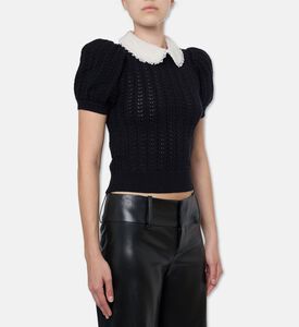 Alice and Olivia Chase Open-knit Cropped Sweater, Model View