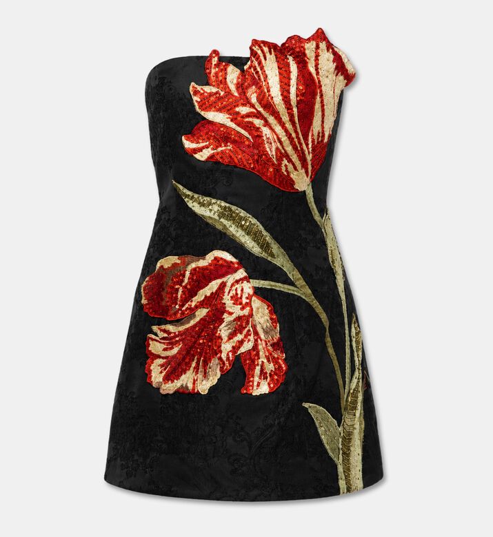 Alice + Olivia Katia Floral Applique Mini Dress, Packshot View