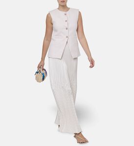 Blue For Burgundy Jewel-encrusted Buttons Tailored Vest, Model View