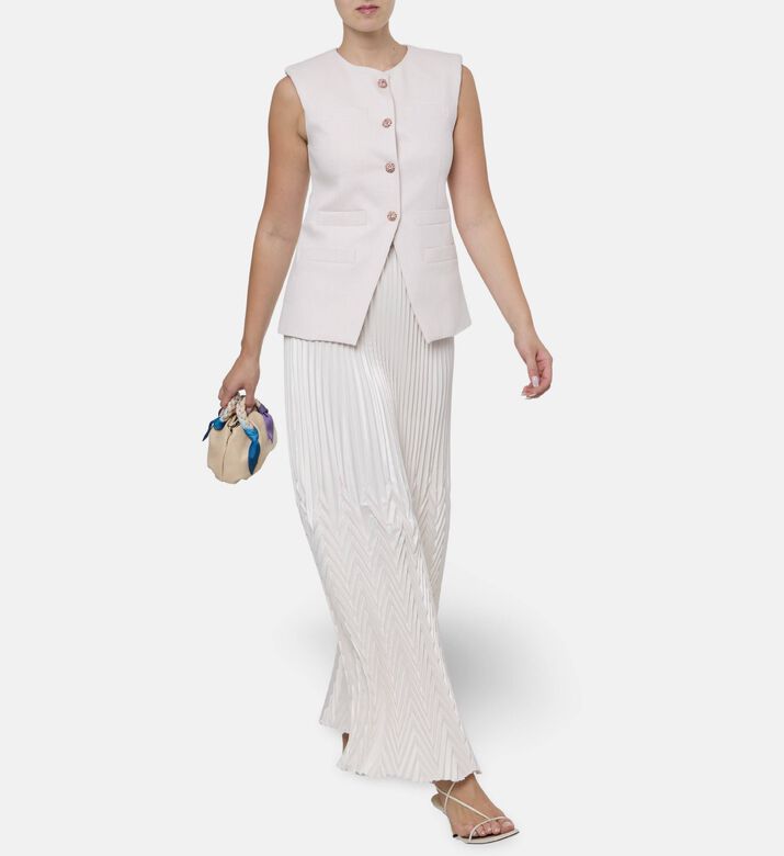 Blue For Burgundy Jewel-encrusted Buttons Tailored Vest, Model View