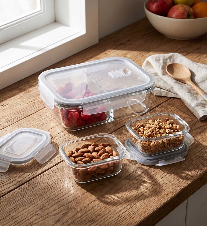 Home Deco and More Glass Divider Containers 3-piece Set, Packshot View