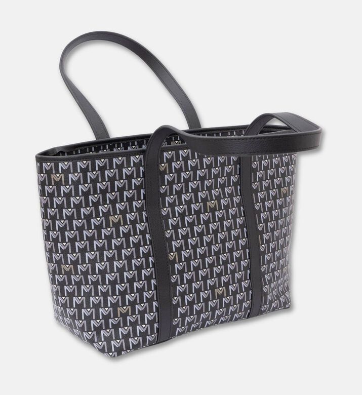 Maya.M All-over Monogram Medium Zip Tote Bag, Black, Packshot View