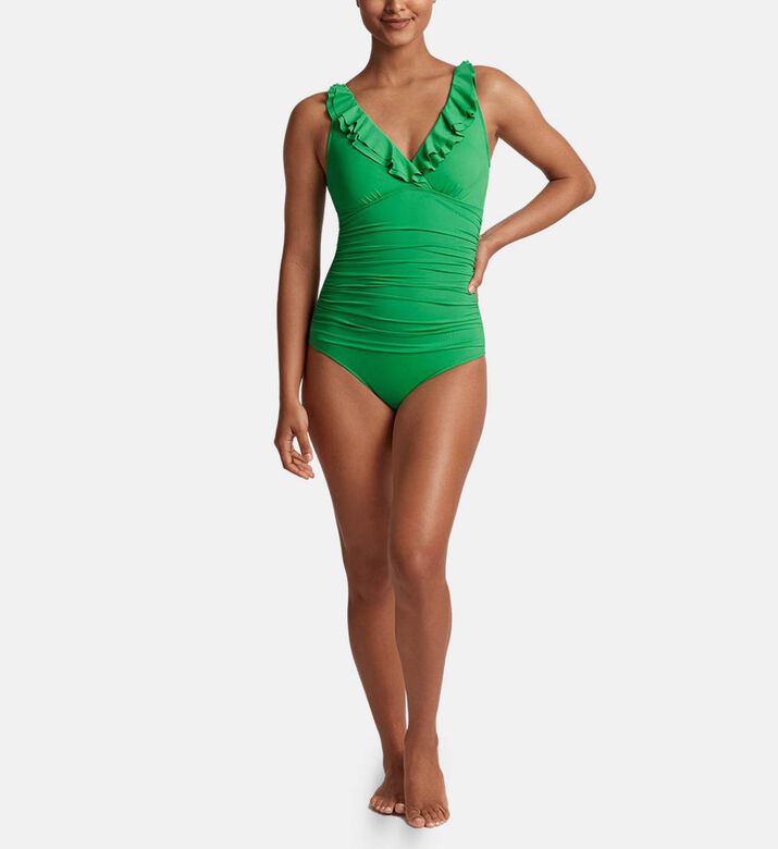 بدلة سباحة بياقة في بقطعة واحدة مكشكشة