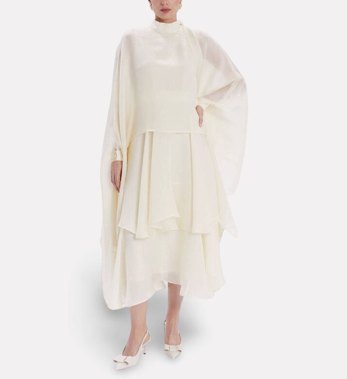 Poca and Poca Cape-style Sleeves Tiered Mini Dress, Packshot View