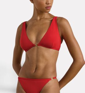 Ralph Lauren Tall Triangle Bikini Top, Red, 10, Model View