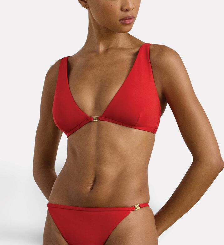 Ralph Lauren Tall Triangle Bikini Top, Red, 10, Model View