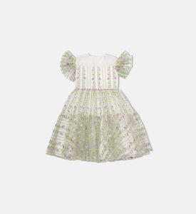 فستان مطرز بالأزهار مكشوف الكتفين