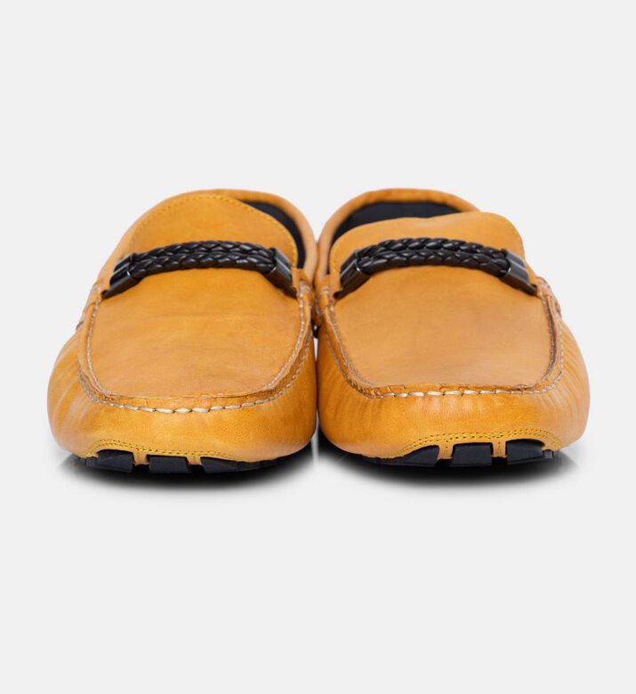 Cognac Leather Slip-on Moccasins