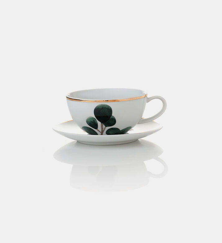 Spal Leaf Gold Rim Tea Cup And Saucer, Packshot View