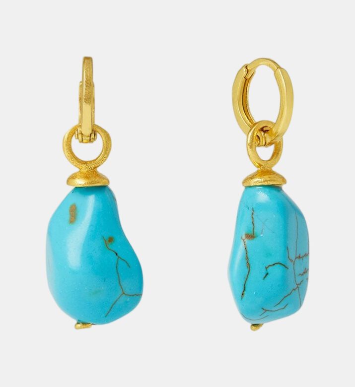 Ottoman Hands Turquoise Drop Huggie Earrings, Packshot View