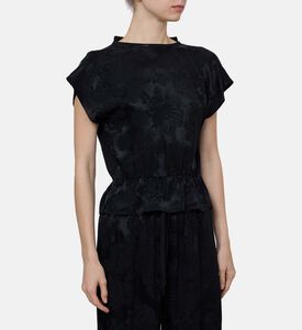 بلوزة قصيرة الأكمام مطرزة بأزهار