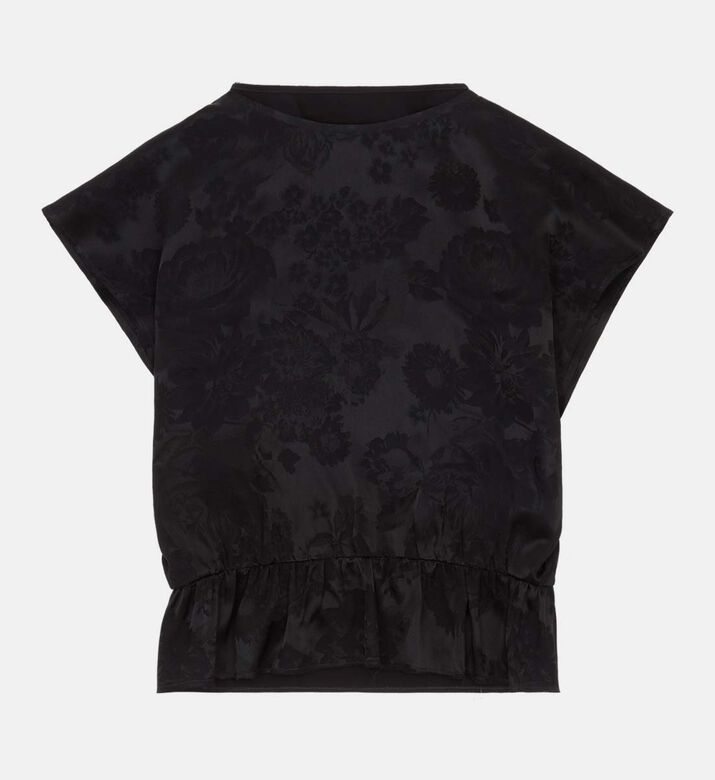 بلوزة قصيرة الأكمام مطرزة بأزهار