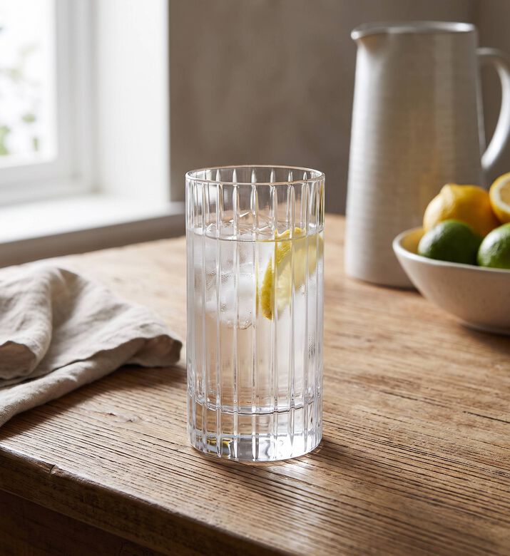 Edg Crystal Glass Ribbed Long Glass, Model View