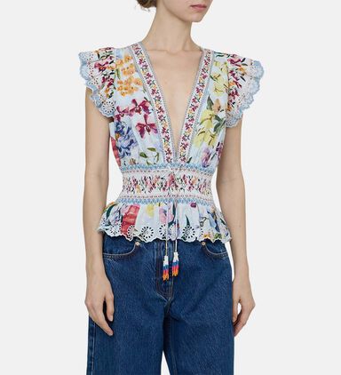 Greek Garden Botanical-print Blouse