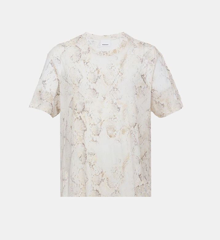 تيشيرت بياقة مستديرة وطبعة ثعبان