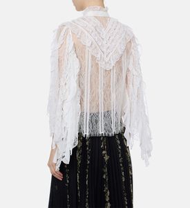 Alice and Olivia Rheba Ruffled Lace Top, Model View