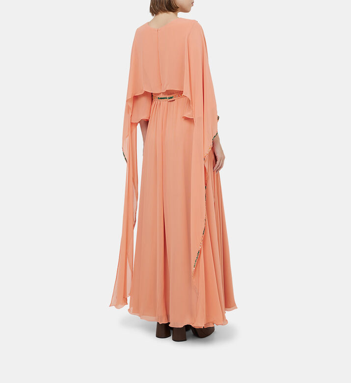 فستان ماكسي بكاب علوي بأحجار الراين