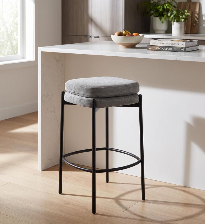 Home Deco and More Griffin Plywood Bar Stool, Grey, Packshot View