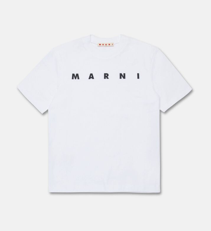 Marni Cotton Logo-print T-shirt, White, 8y, Packshot View
