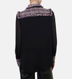 Edward Achour Paris Sheer Woven Tweed Panel-detail Blouse, Model View