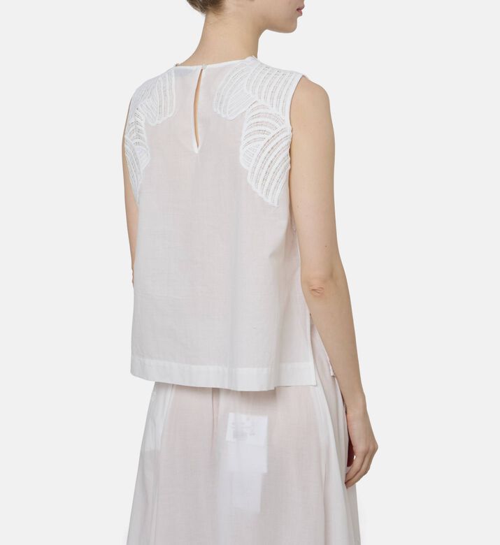 Beatrice B Cotton Embroidered Sleeveless Top, Model View