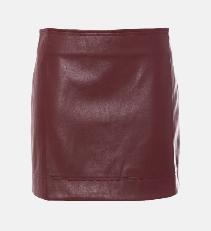 Mes Demoiselles Leather Regular-fit Mini Skirt, Red, 40, Packshot View