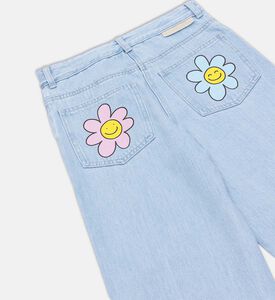 جينز قصير مزين بأزهار