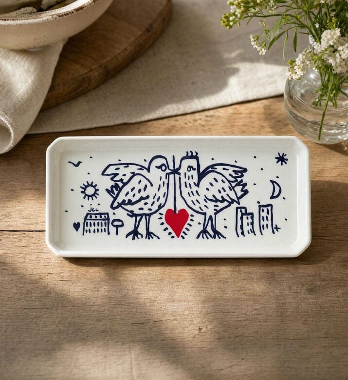 Gien Archipel Sentimental Oblong Serving Tray, Model View