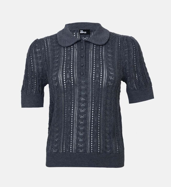 كنزة قصيرة الأكمام محبوكة