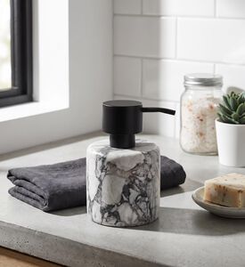 Aquanova Nero Natural Stone Soap Dispenser, White, Model View