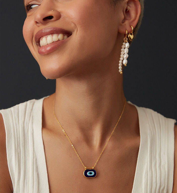 Ottoman Hands Evil Eye Chain Pendant Necklace, Packshot View